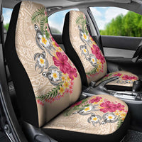 Hawaiian Tropical Flowers and Tribal Turtles Car Seat Cover Polynesian Art Motifs Beige Color LT03 - Polynesian Pride