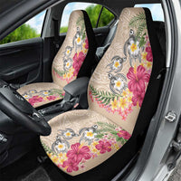Hawaiian Tropical Flowers and Tribal Turtles Car Seat Cover Polynesian Art Motifs Beige Color LT03 - Polynesian Pride