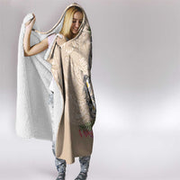 Hawaiian Tropical Flowers and Tribal Turtles Hooded Blanket Polynesian Art Motifs Beige Color LT03 - Polynesian Pride