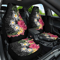 Hawaiian Tropical Flowers and Tribal Turtles Car Seat Cover Polynesian Art Motifs Black Color LT03 One Size Black - Polynesian Pride