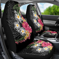 Hawaiian Tropical Flowers and Tribal Turtles Car Seat Cover Polynesian Art Motifs Black Color LT03 - Polynesian Pride