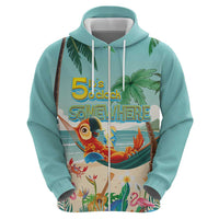 Aloha Hawaii It's 5 o'clock Somewhere Hoodie Chill Parrot on Beach with Tropical Plants LT03 - Polynesian Pride