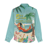 Aloha Hawaii It's 5 o'clock Somewhere Women Casual Shirt Chill Parrot on Beach with Tropical Plants LT03 - Polynesian Pride