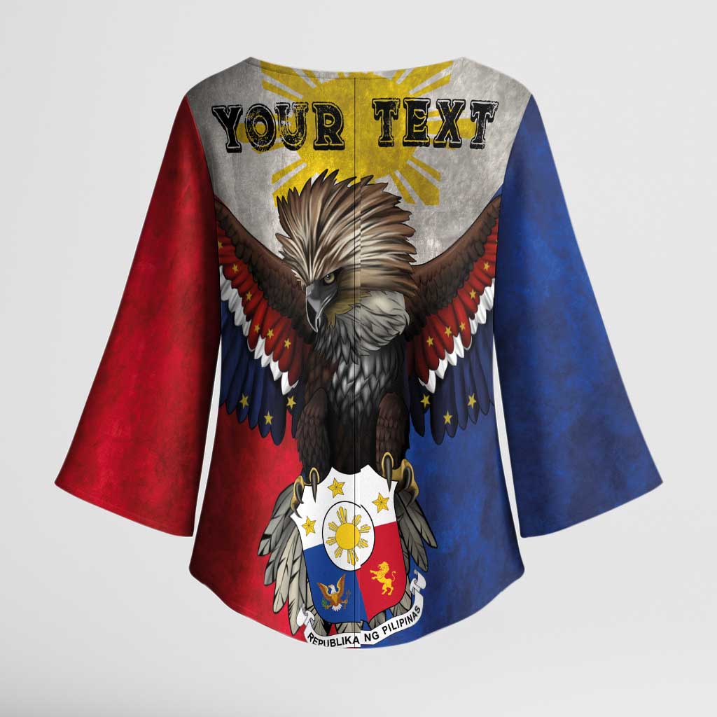 Custom Philippines World Champion Boxing Kimono Sleeve Blouse Eagle-Grunge Design LT03 - Polynesian Pride