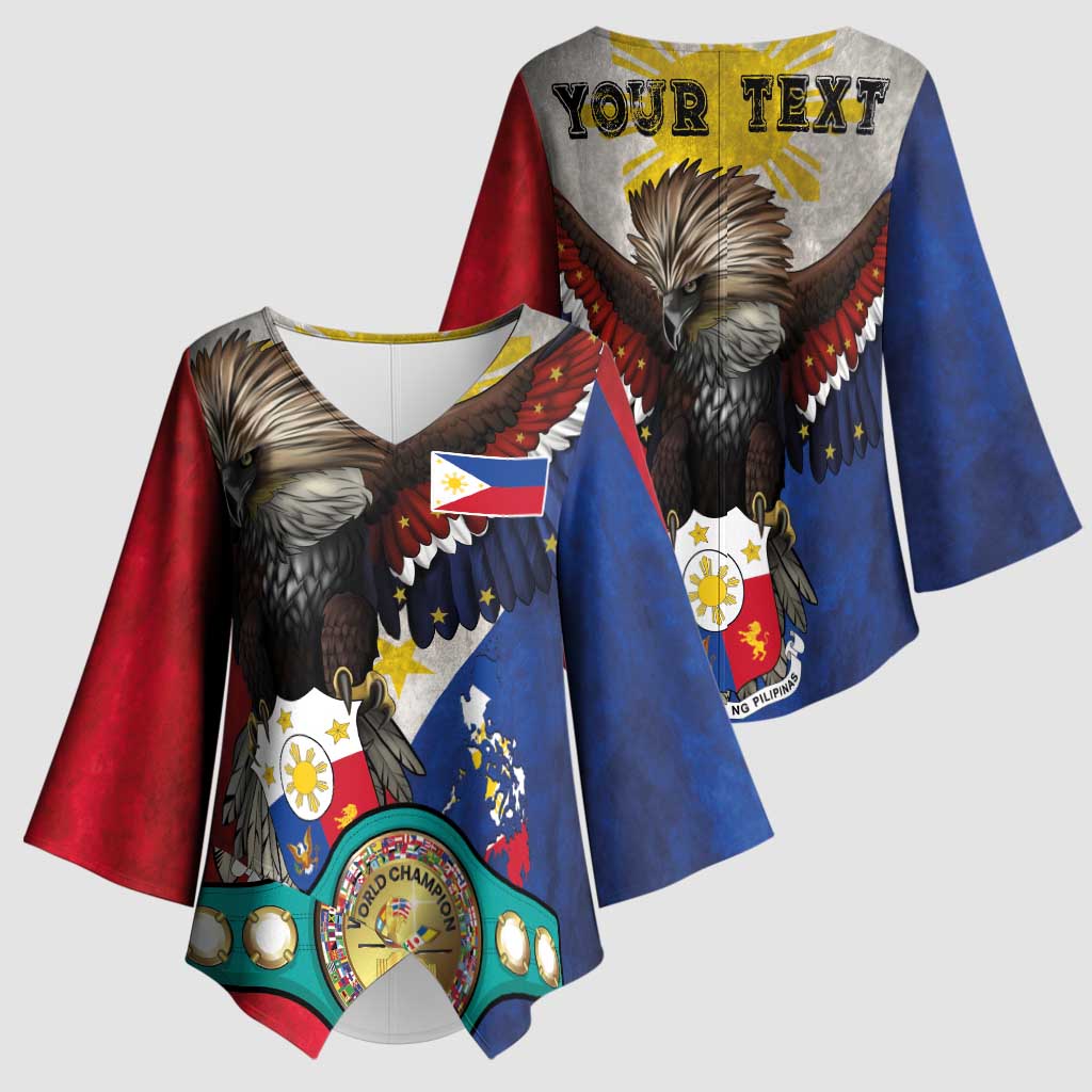 Custom Philippines World Champion Boxing Kimono Sleeve Blouse Eagle-Grunge Design LT03 - Polynesian Pride