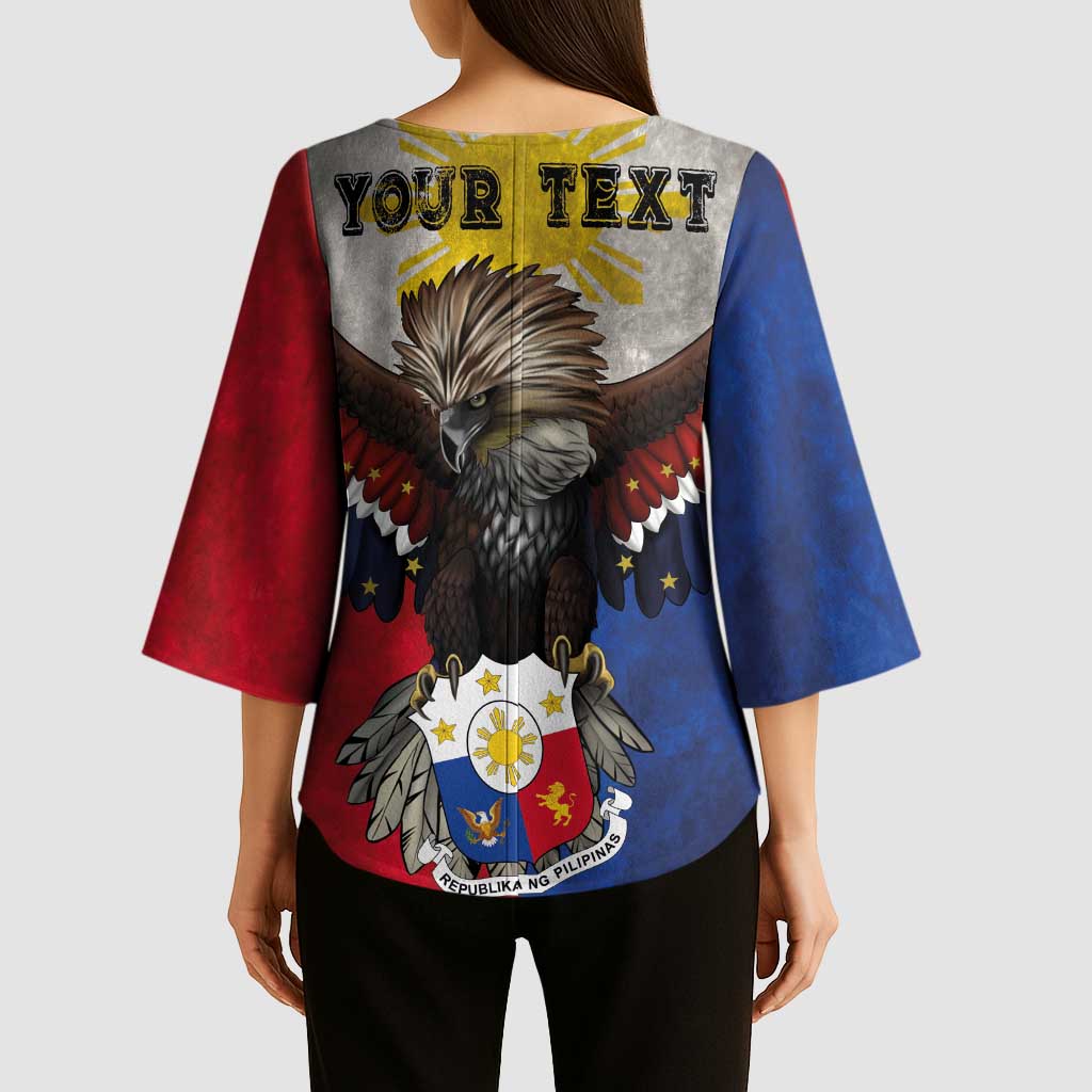 Custom Philippines World Champion Boxing Kimono Sleeve Blouse Eagle-Grunge Design LT03 - Polynesian Pride