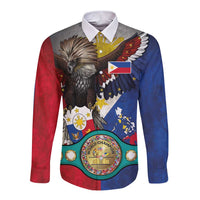Custom Philippines World Champion Boxing Long Sleeve Button Shirt Eagle-Grunge Design LT03 Unisex Multicolor - Polynesian Pride