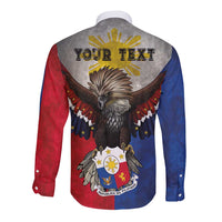 Custom Philippines World Champion Boxing Long Sleeve Button Shirt Eagle-Grunge Design LT03 - Polynesian Pride