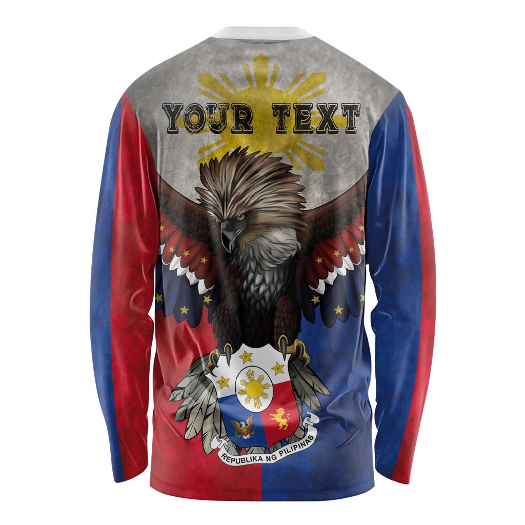 Custom Philippines World Champion Boxing Long Sleeve Shirt Eagle-Grunge Design LT03 - Polynesian Pride