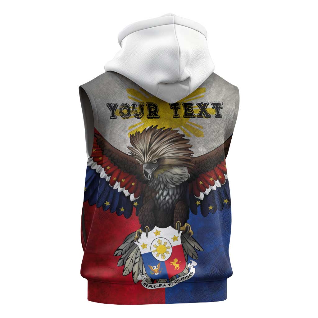 Custom Philippines World Champion Boxing Sleeveless Zip Hoodie Eagle-Grunge Design LT03 - Polynesian Pride