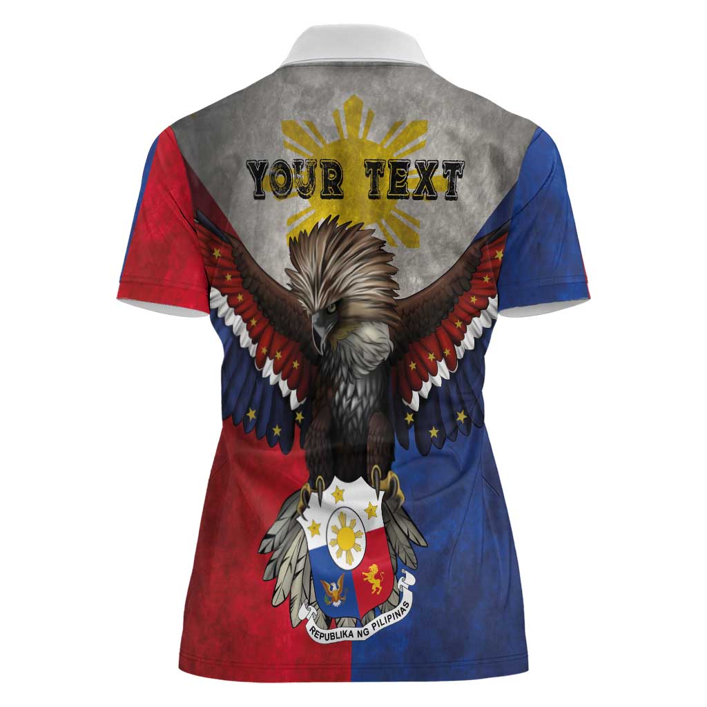 Custom Philippines World Champion Boxing Women Polo Shirt Eagle-Grunge Design - Polynesian Pride