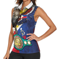 Custom Philippines World Champion Boxing Women Sleeveless Polo Shirt Eagle-Grunge Design LT03 - Polynesian Pride