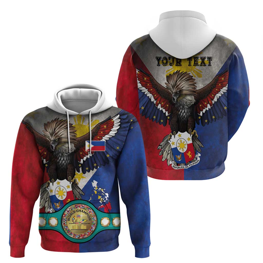 Custom Philippines World Champion Boxing Zip Hoodie Eagle-Grunge Design LT03 - Polynesian Pride