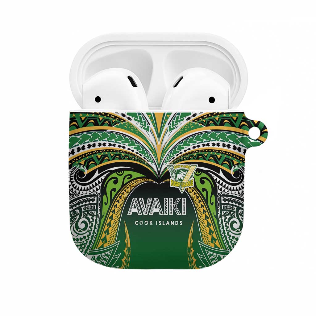 Cook Islands Rugby League AirPods Case Avaiki Tatau Tribal Motifs Black Color LT03 Black - Polynesian Pride