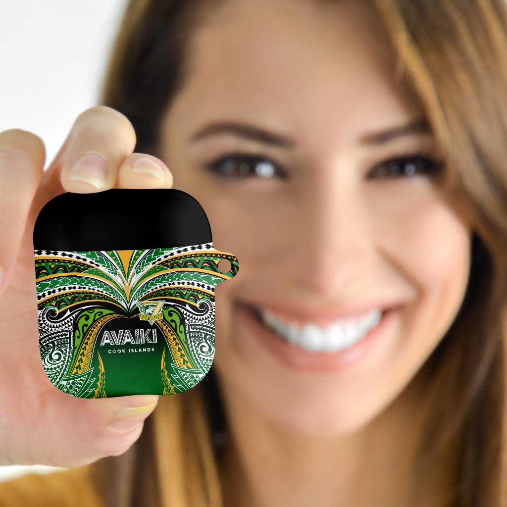 Cook Islands Rugby League AirPods Case Avaiki Tatau Tribal Motifs Black Color LT03 - Polynesian Pride