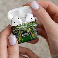 Cook Islands Rugby League AirPods Case Avaiki Tatau Tribal Motifs Black Color LT03 - Polynesian Pride
