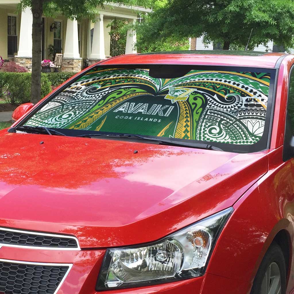 Cook Islands Rugby League Auto Sun Shade Avaiki Tatau Tribal Motifs Black Color - Polynesian Pride