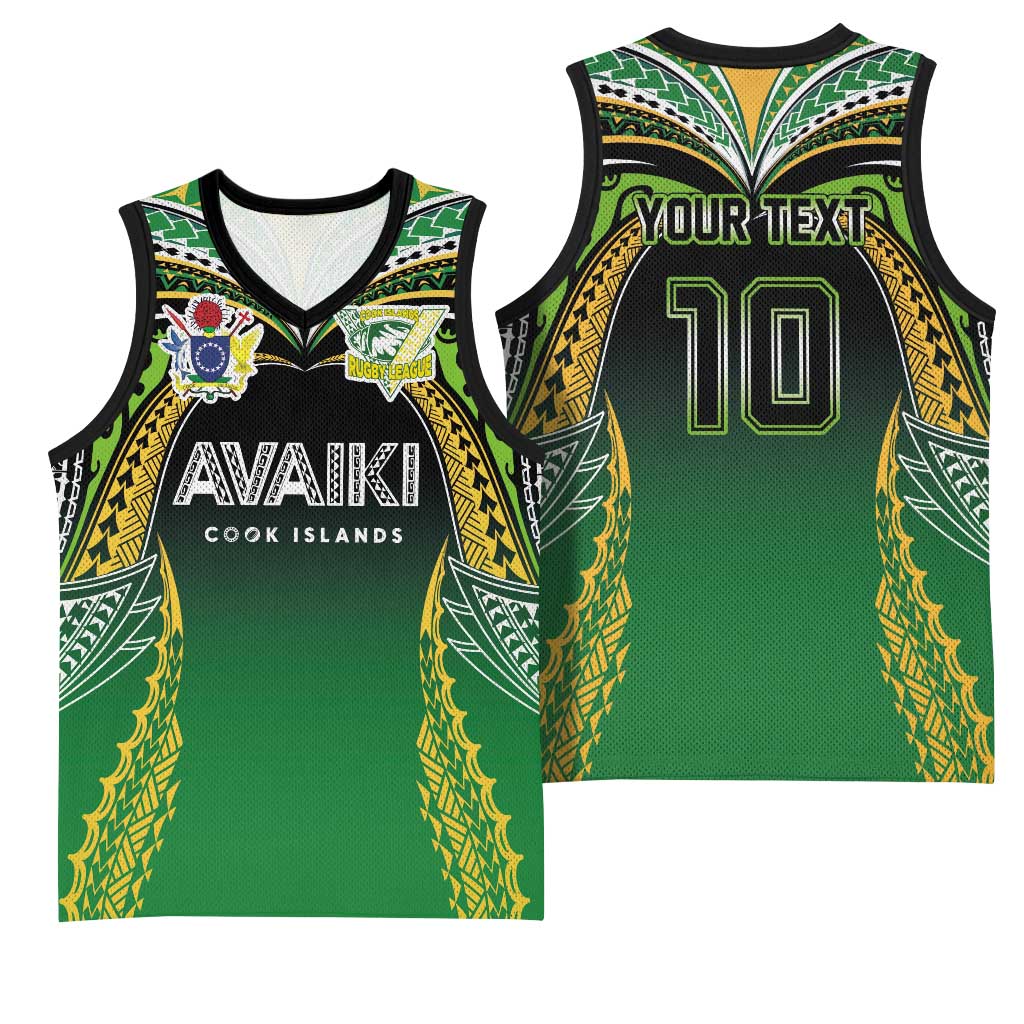 Custom Cook Islands Rugby League Basketball Jersey Avaiki Tatau Tribal Motifs Black Color LT03 - Polynesian Pride