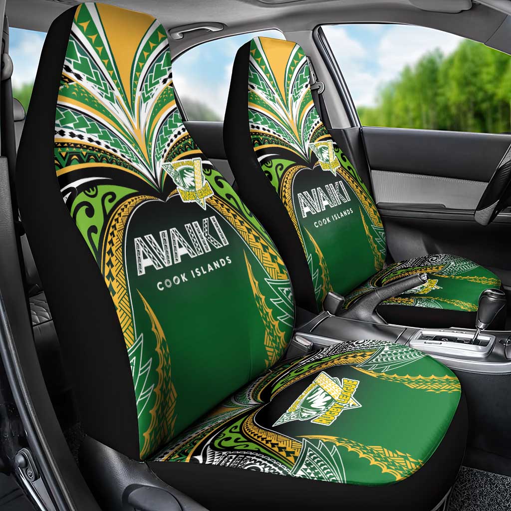 Cook Islands Rugby League Car Seat Cover Avaiki Tatau Tribal Motifs Black Color LT03 - Polynesian Pride