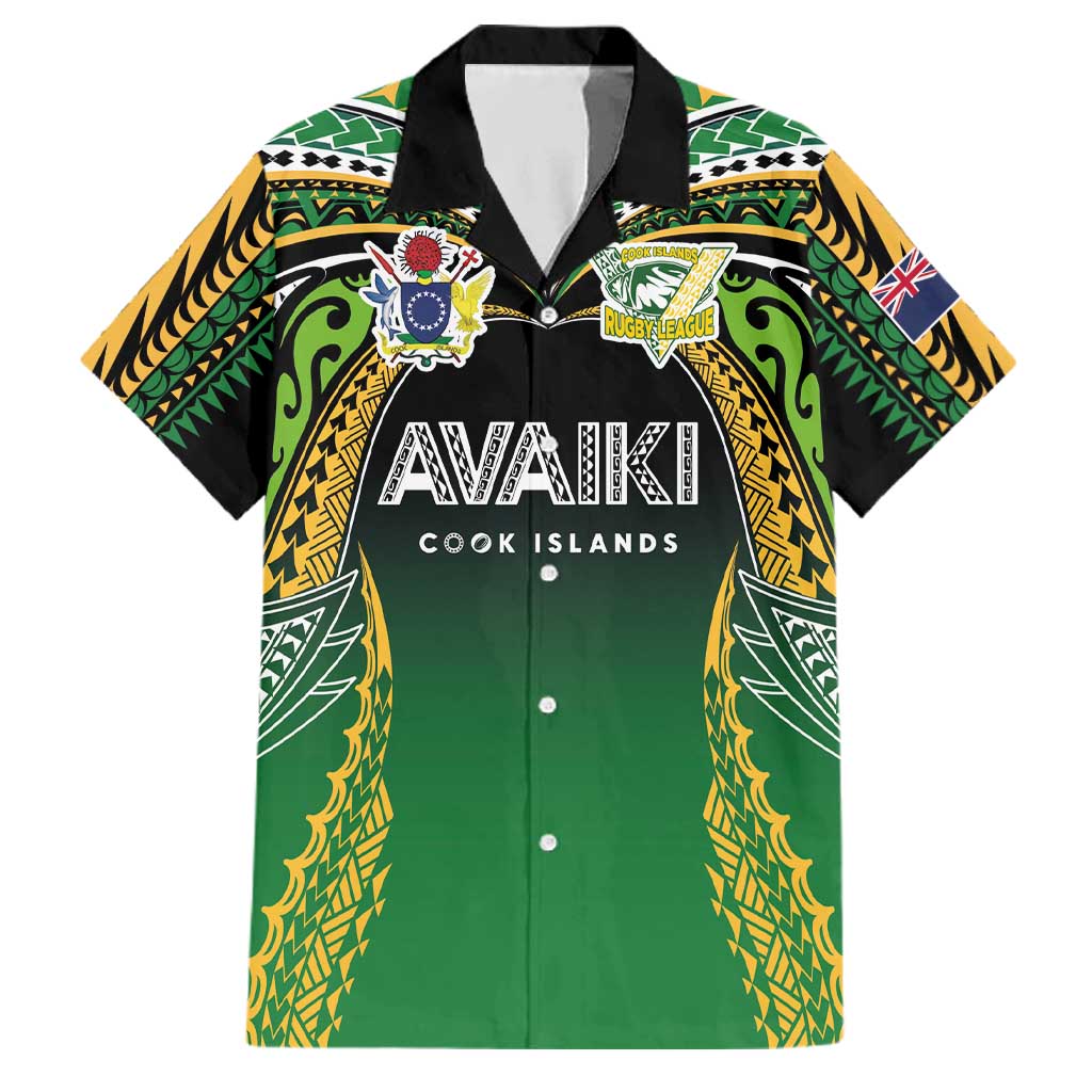Custom Cook Islands Rugby League Family Matching Mermaid Dress and Hawaiian Shirt Avaiki Tatau Tribal Motifs Black Color LT03 Dad's Shirt - Short Sleeve Black - Polynesian Pride