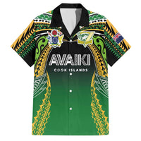 Custom Cook Islands Rugby League Family Matching Off Shoulder Maxi Dress and Hawaiian Shirt Avaiki Tatau Tribal Motifs Black Color LT03 Dad's Shirt - Short Sleeve Black - Polynesian Pride
