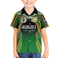 Custom Cook Islands Rugby League Kid Hawaiian Shirt Avaiki Tatau Tribal Motifs Black Color LT03 Kid Black - Polynesian Pride