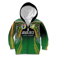 Custom Cook Islands Rugby League Kid Hoodie Avaiki Tatau Tribal Motifs Black Color LT03 Zip Hoodie Black - Polynesian Pride