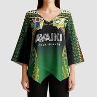 Custom Cook Islands Rugby League Kimono Sleeve Blouse Avaiki Tatau Tribal Motifs Black Color LT03 - Polynesian Pride