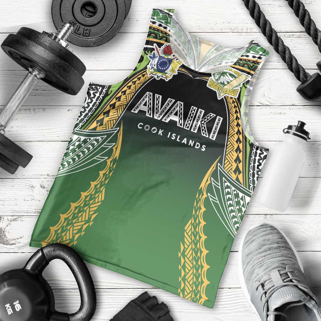 Custom Cook Islands Rugby League Men Tank Top Avaiki Tatau Tribal Motifs Black Color LT03 - Polynesian Pride