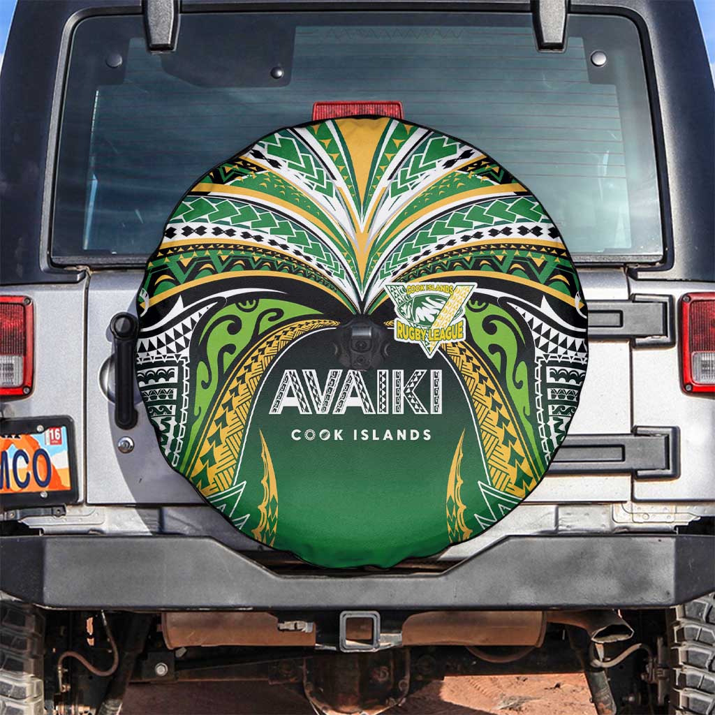 Cook Islands Rugby League Spare Tire Cover Avaiki Tatau Tribal Motifs Black Color LT03 Black - Polynesian Pride