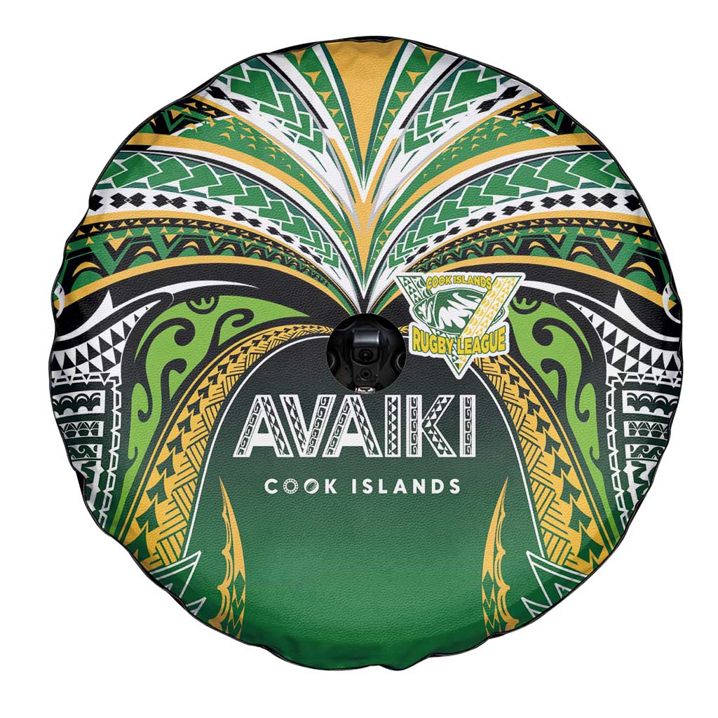 Cook Islands Rugby League Spare Tire Cover Avaiki Tatau Tribal Motifs Black Color LT03 - Polynesian Pride
