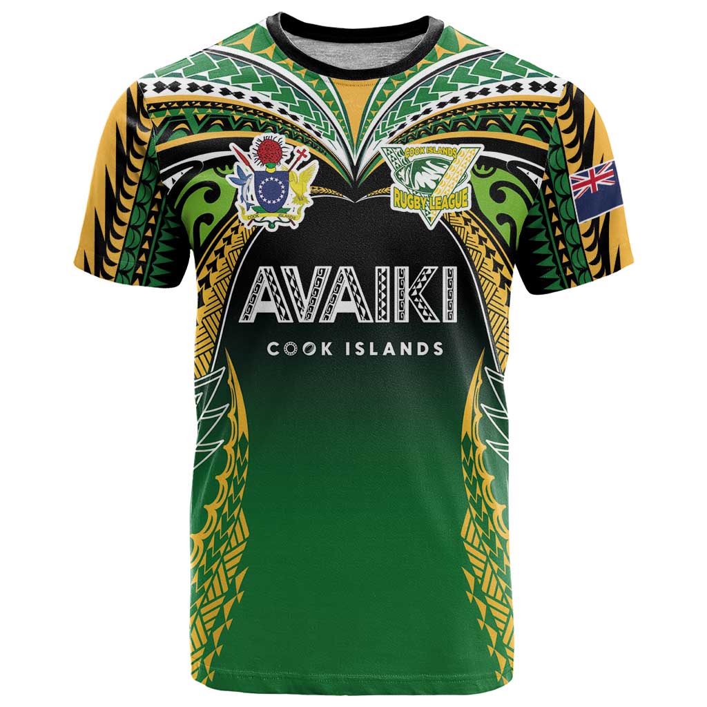 Custom Cook Islands Rugby League T Shirt Avaiki Tatau Tribal Motifs Black Color - Polynesian Pride