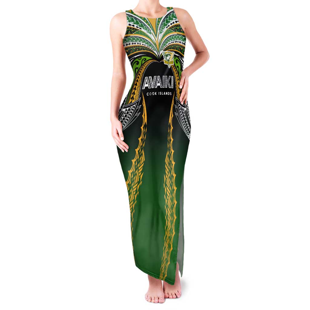 Custom Cook Islands Rugby League Tank Maxi Dress Avaiki Tatau Tribal Motifs Black Color LT03 Women Black - Polynesian Pride