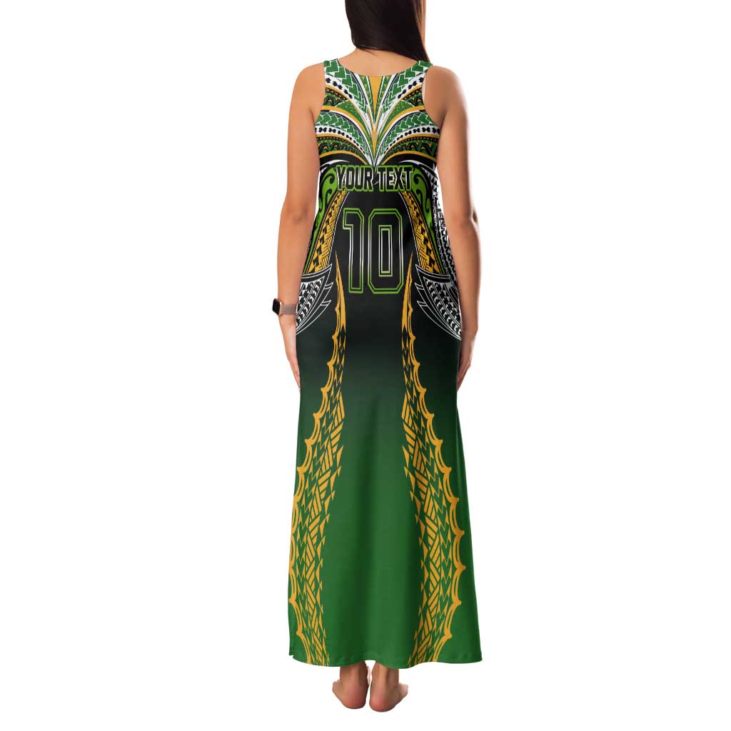 Custom Cook Islands Rugby League Tank Maxi Dress Avaiki Tatau Tribal Motifs Black Color LT03 - Polynesian Pride