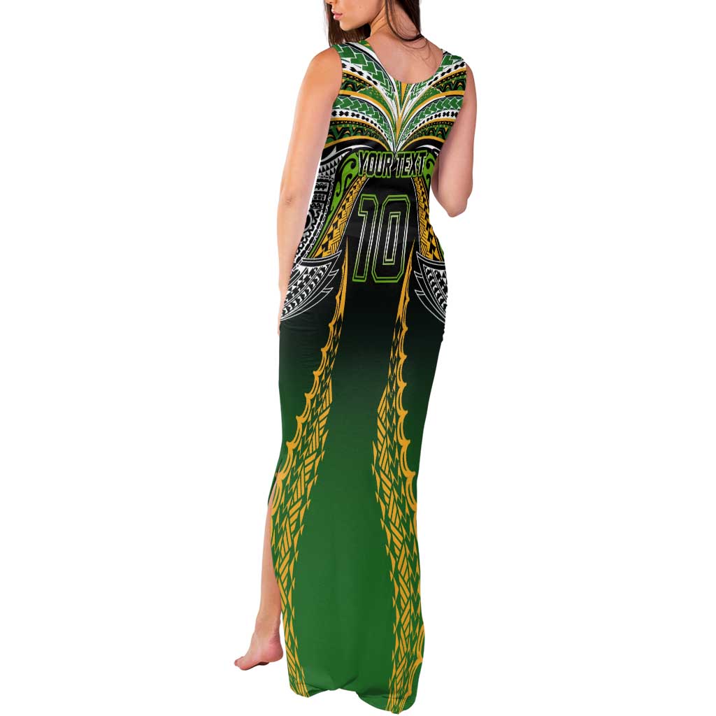 Custom Cook Islands Rugby League Tank Maxi Dress Avaiki Tatau Tribal Motifs Black Color LT03 - Polynesian Pride