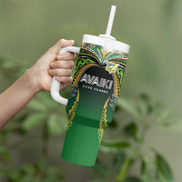 Custom Cook Islands Rugby League Tumbler With Handle Avaiki Tatau Tribal Motifs Black Color LT03 - Polynesian Pride