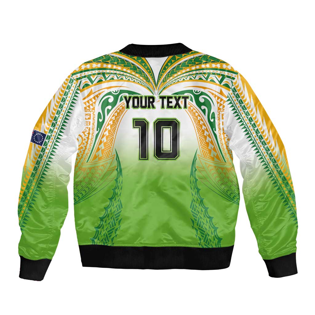 Custom Cook Islands Rugby League Bomber Jacket Avaiki Tatau Tribal Motifs White Color LT03 - Polynesian Pride
