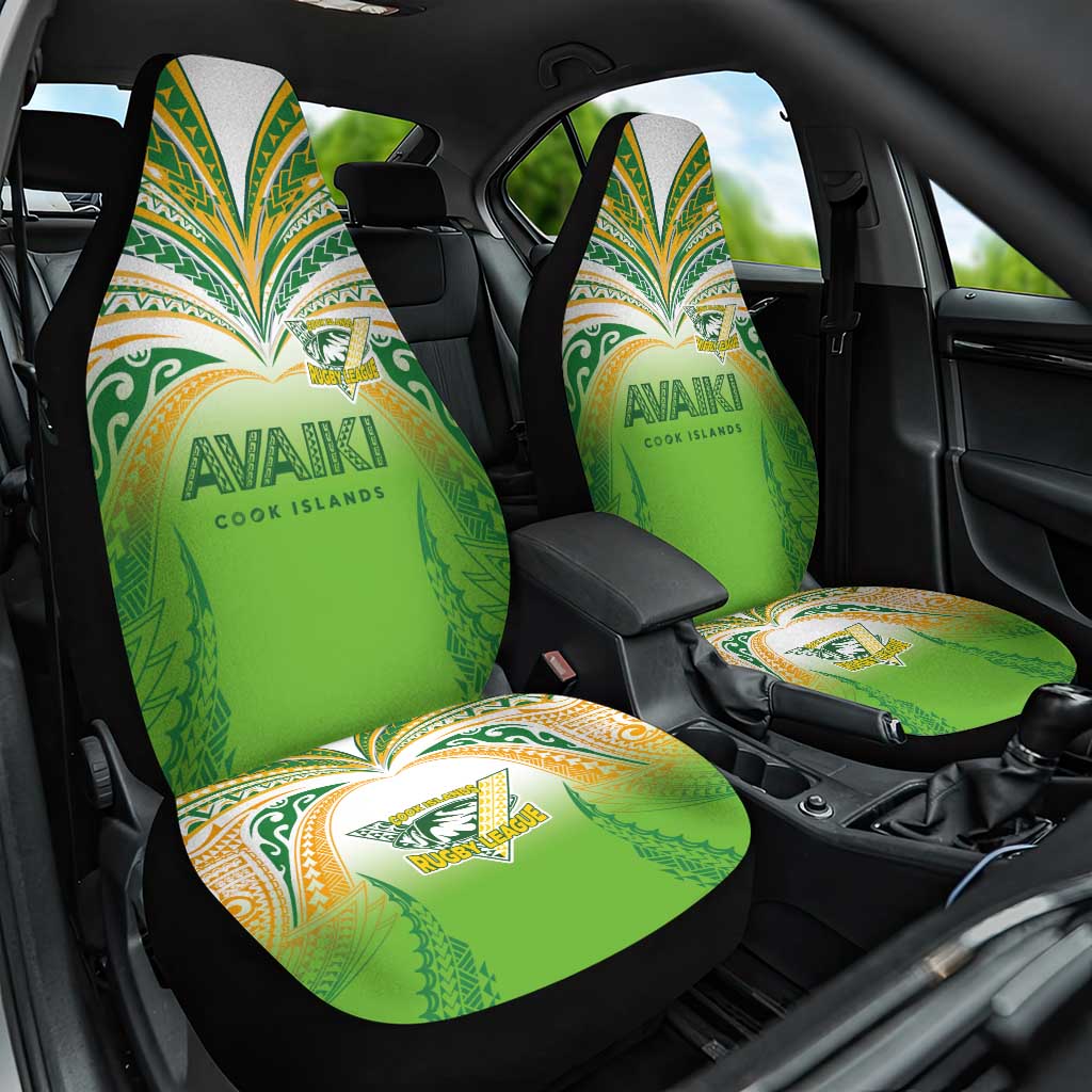 Cook Islands Rugby League Car Seat Cover Avaiki Tatau Tribal Motifs White Color - Polynesian Pride