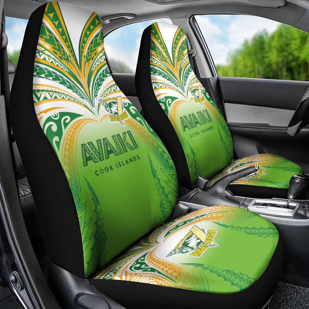 Cook Islands Rugby League Car Seat Cover Avaiki Tatau Tribal Motifs White Color LT03 - Polynesian Pride