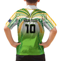 Custom Cook Islands Rugby League Family Matching Off Shoulder Short Dress and Hawaiian Shirt Avaiki Tatau Tribal Motifs White Color LT03 - Polynesian Pride