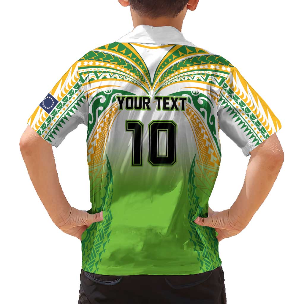 Custom Cook Islands Rugby League Family Matching Puletasi and Hawaiian Shirt Avaiki Tatau Tribal Motifs White Color LT03 - Polynesian Pride