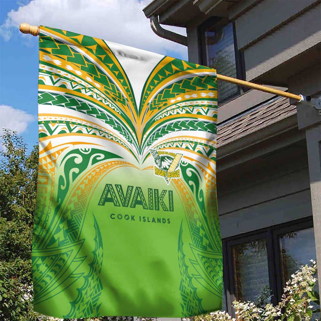 Cook Islands Rugby League Garden Flag Avaiki Tatau Tribal Motifs White Color LT03 - Polynesian Pride