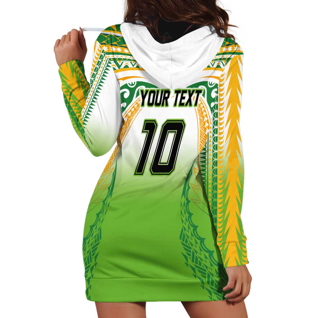 Custom Cook Islands Rugby League Hoodie Dress Avaiki Tatau Tribal Motifs White Color LT03 - Polynesian Pride