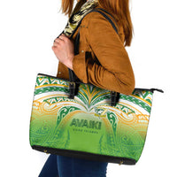 Cook Islands Rugby League Leather Tote Bag Avaiki Tatau Tribal Motifs White Color LT03 White - Polynesian Pride