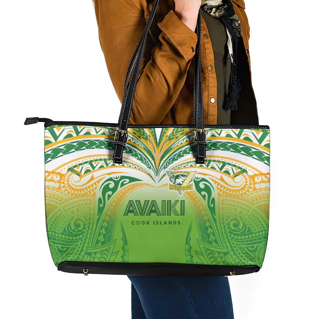Cook Islands Rugby League Leather Tote Bag Avaiki Tatau Tribal Motifs White Color LT03 - Polynesian Pride