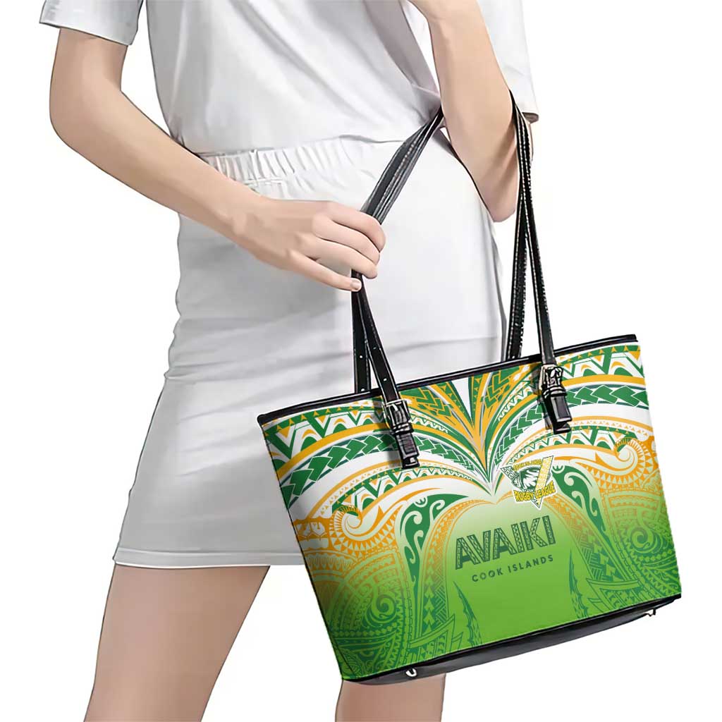Cook Islands Rugby League Leather Tote Bag Avaiki Tatau Tribal Motifs White Color LT03 - Polynesian Pride