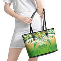 Cook Islands Rugby League Leather Tote Bag Avaiki Tatau Tribal Motifs White Color LT03 - Polynesian Pride