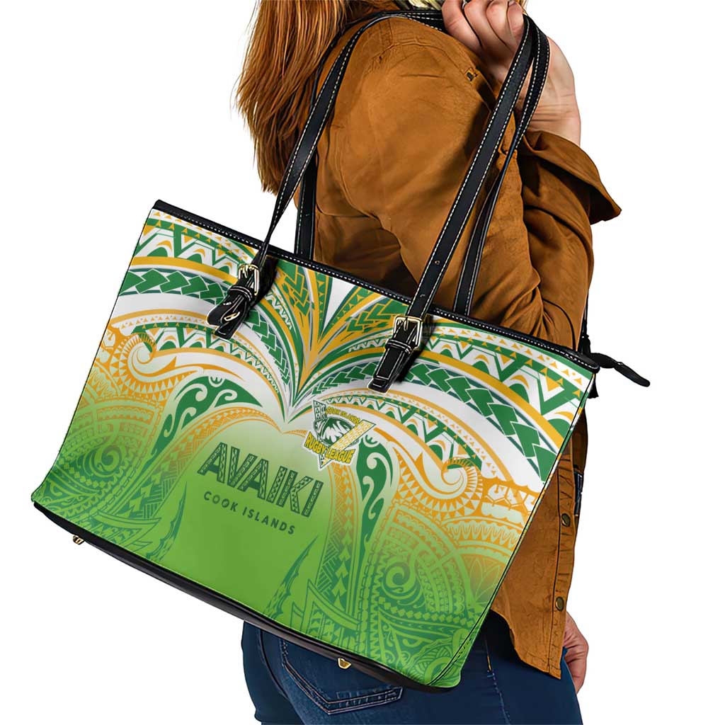 Cook Islands Rugby League Leather Tote Bag Avaiki Tatau Tribal Motifs White Color LT03 - Polynesian Pride