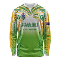 Custom Cook Islands Rugby League Long Sleeve Shirt Avaiki Tatau Tribal Motifs White Color LT03 Unisex White - Polynesian Pride