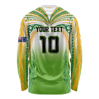 Custom Cook Islands Rugby League Long Sleeve Shirt Avaiki Tatau Tribal Motifs White Color LT03 - Polynesian Pride